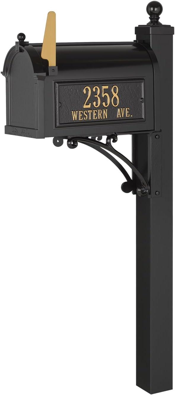 Black Aluminum Capitol Mailbox with Side Address Plaques