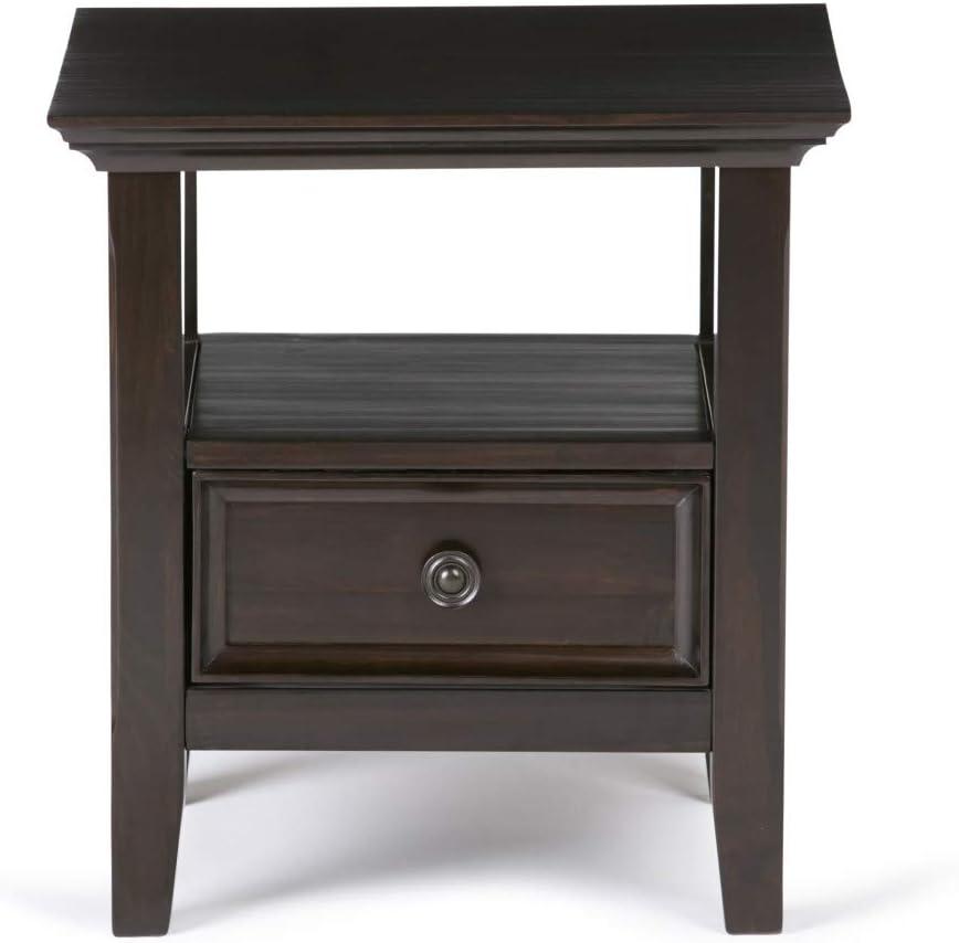 Amherst Hickory Brown Solid Wood 19" Square Transitional End Table with Storage