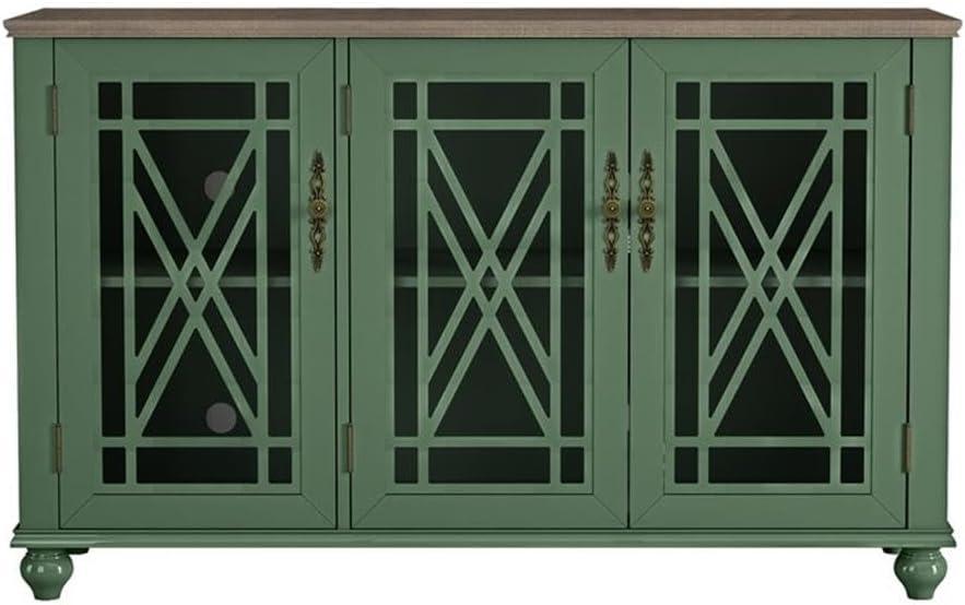 LIVILAND 55" Vintage Style Wood Kitchen Accent Buffet Sideboard Cabinet - Green