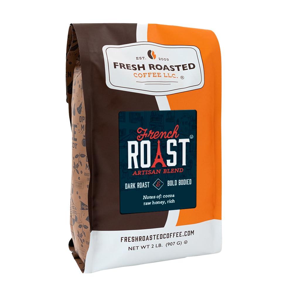 Fresh Roasted Coffee, French Roast Artisan Blend, Dark Roast Ground Coffee - 2lb