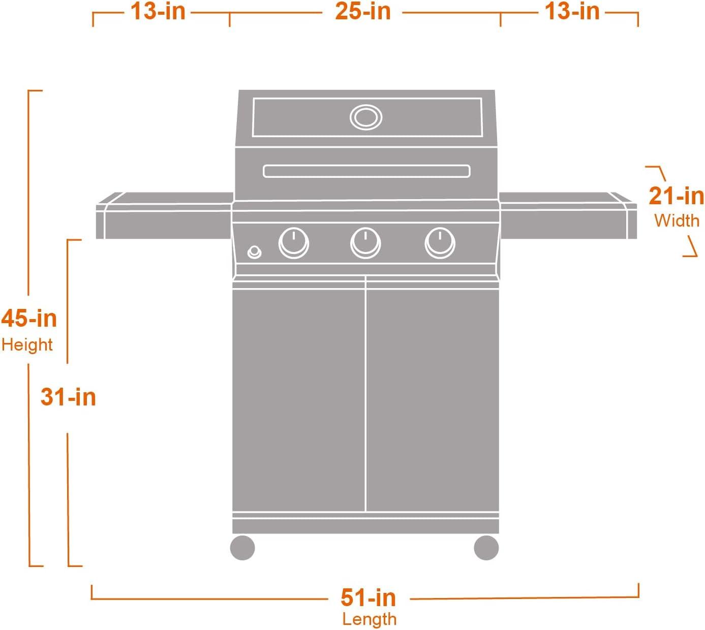 Monument Grills 35000 3-Burner Propane Gas Grill In Stainless With LED Controls