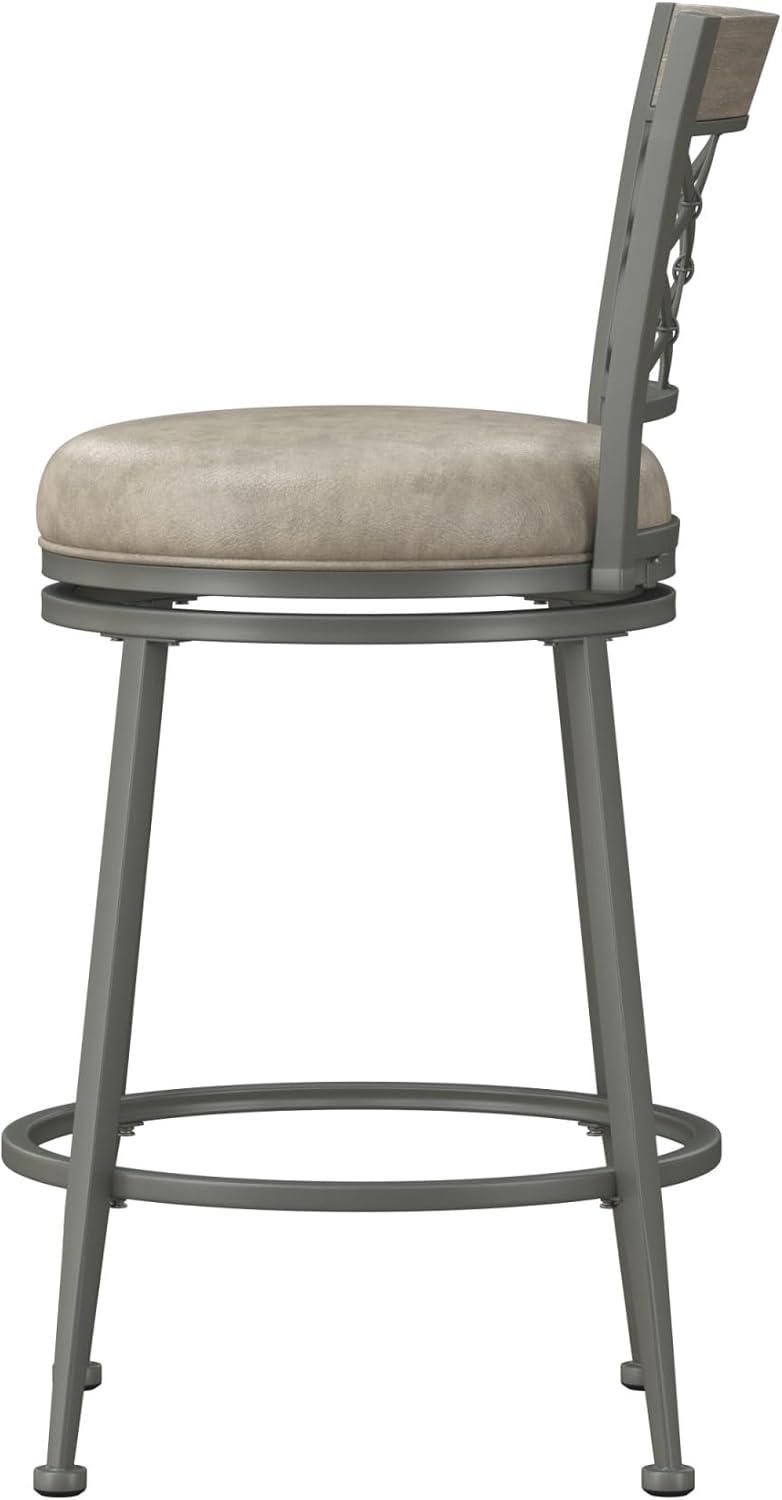 Hutchinson Metal Swivel Counter Height Barstool Pewter - Hillsdale Furniture