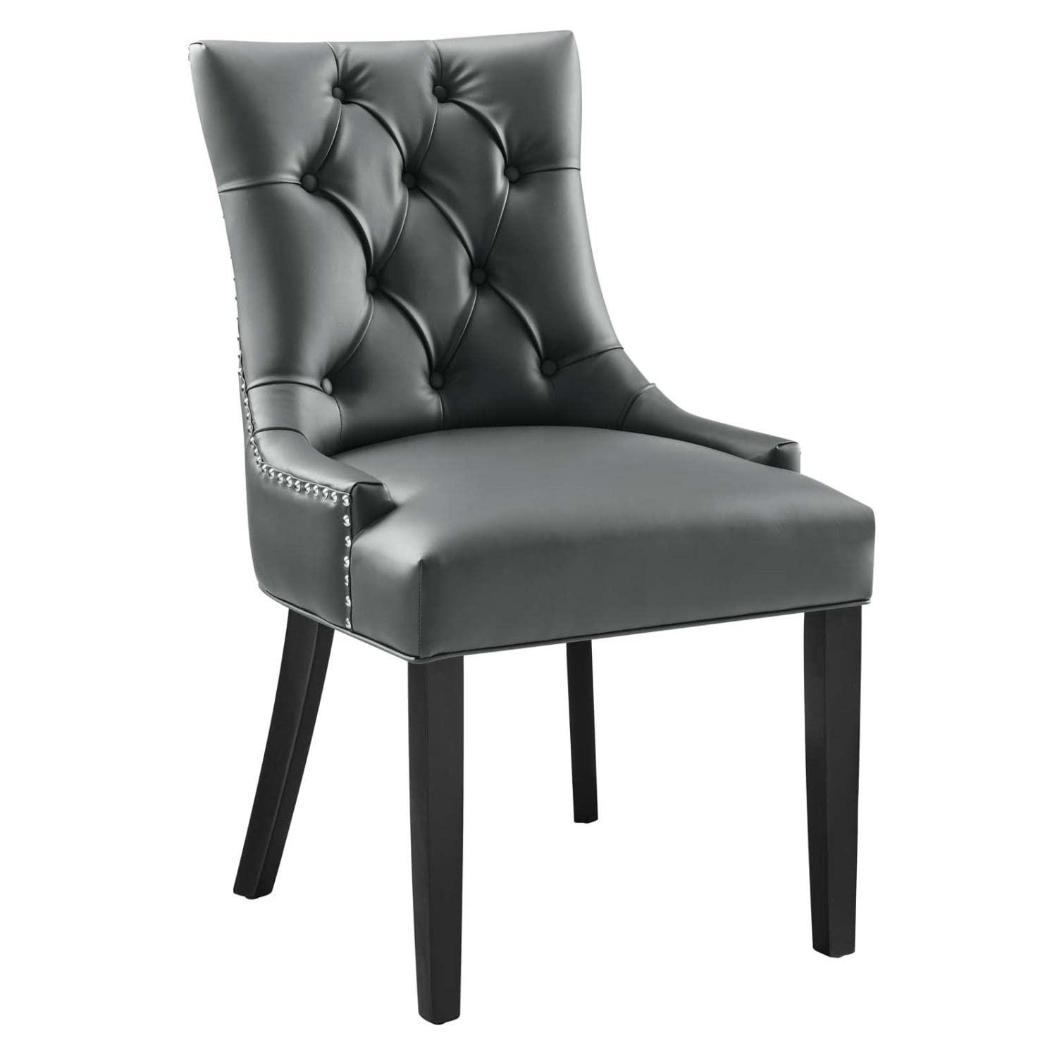 Modway Regent Vinyl Dining Chair Black: Upholstered, Wood Frame, Spot Clean, No Tools Assembly