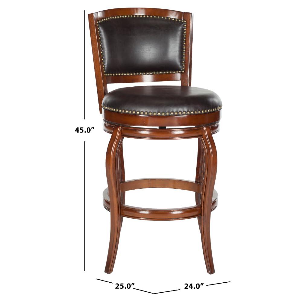 Pasquale Swivel Bar Stool - FOX7011 - Walnut/Brown - Safavieh Couture