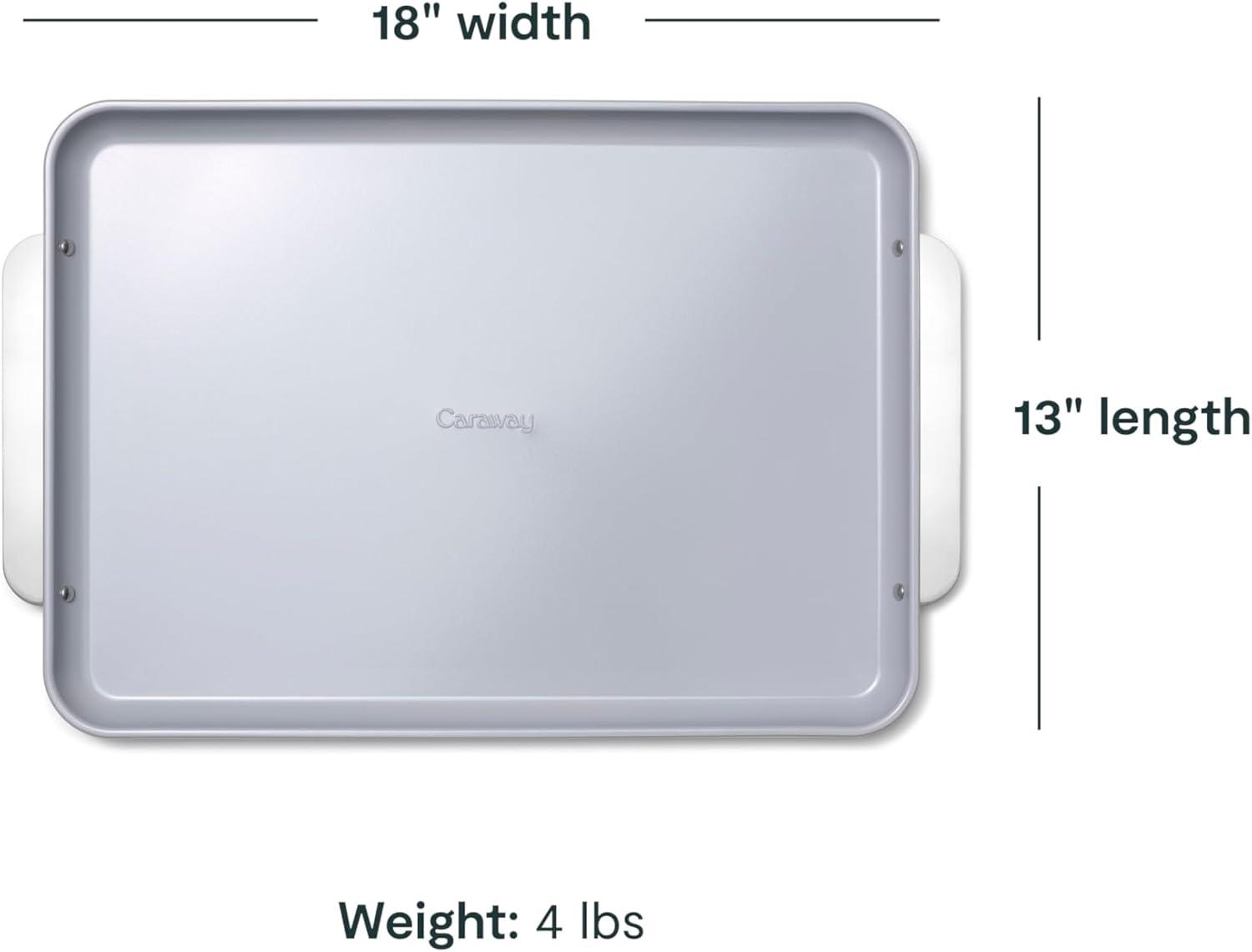 Caraway Non-Stick Ceramic Large Baking Sheet Navy: Aluminized Steel, Rectangle, Hand Wash, Cookie Sheet, 1 Year Warranty