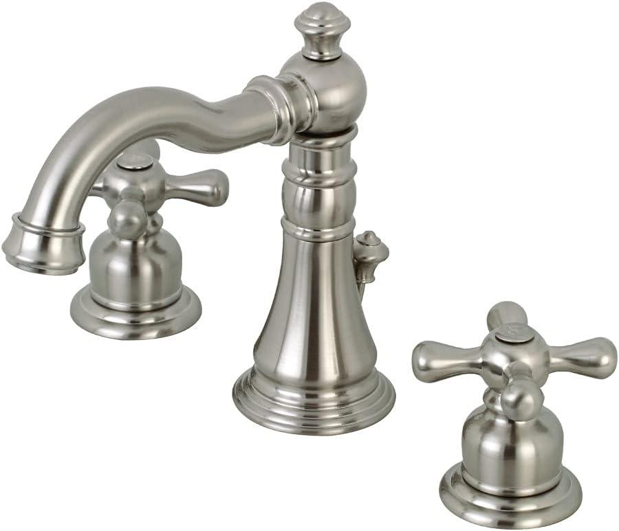 Kingston Brass American Classic Two-Handle 3-Hole Deck Mount Widespread Bathroom Faucet with Pop-Up Drain