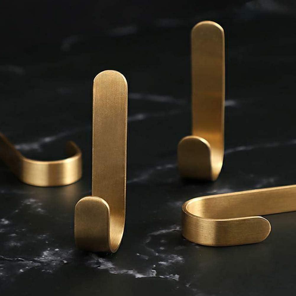 Golden Brass Bathroom Towel Hook - No Drill, Adhesive Installation - 2-Pack of Shower Kitchen Wall Hanging Hooks - Tasteful Design for Coats, Towels, and More - Easy Install -