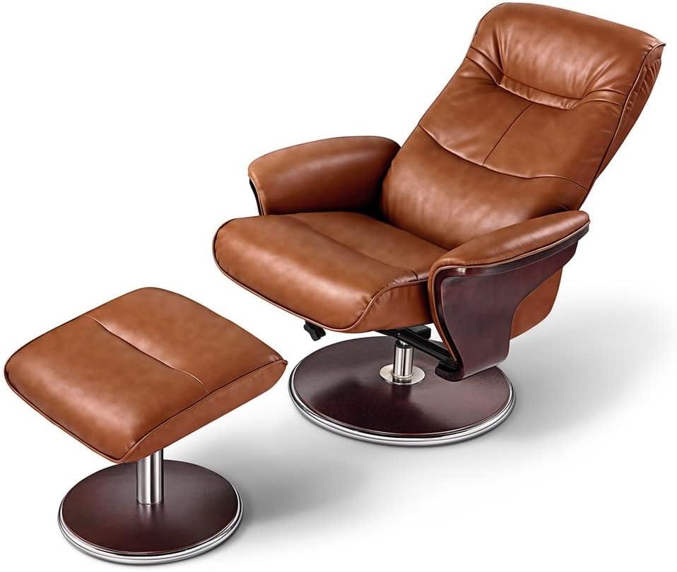 Artiva USA  'Milano' Modern Brown Leather Swivel Recliner and Ottoman