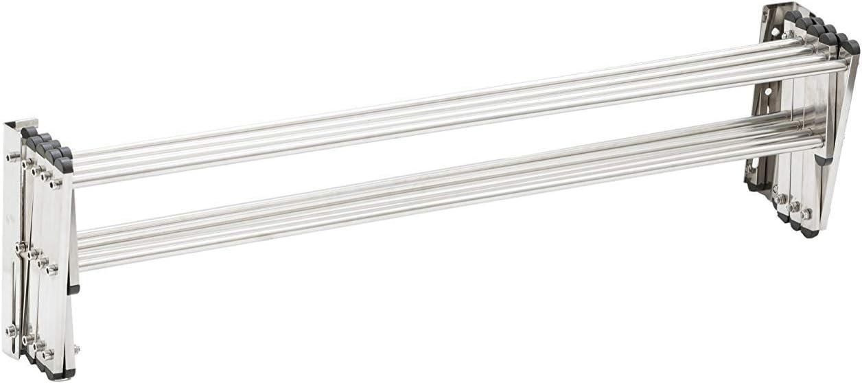 AERO W Racks Aluminum Wall Mounted Collapsible Laundry Clothes Drying Rack (60lb Capacity, 22.5 Linear FT, Aluminum Gray)