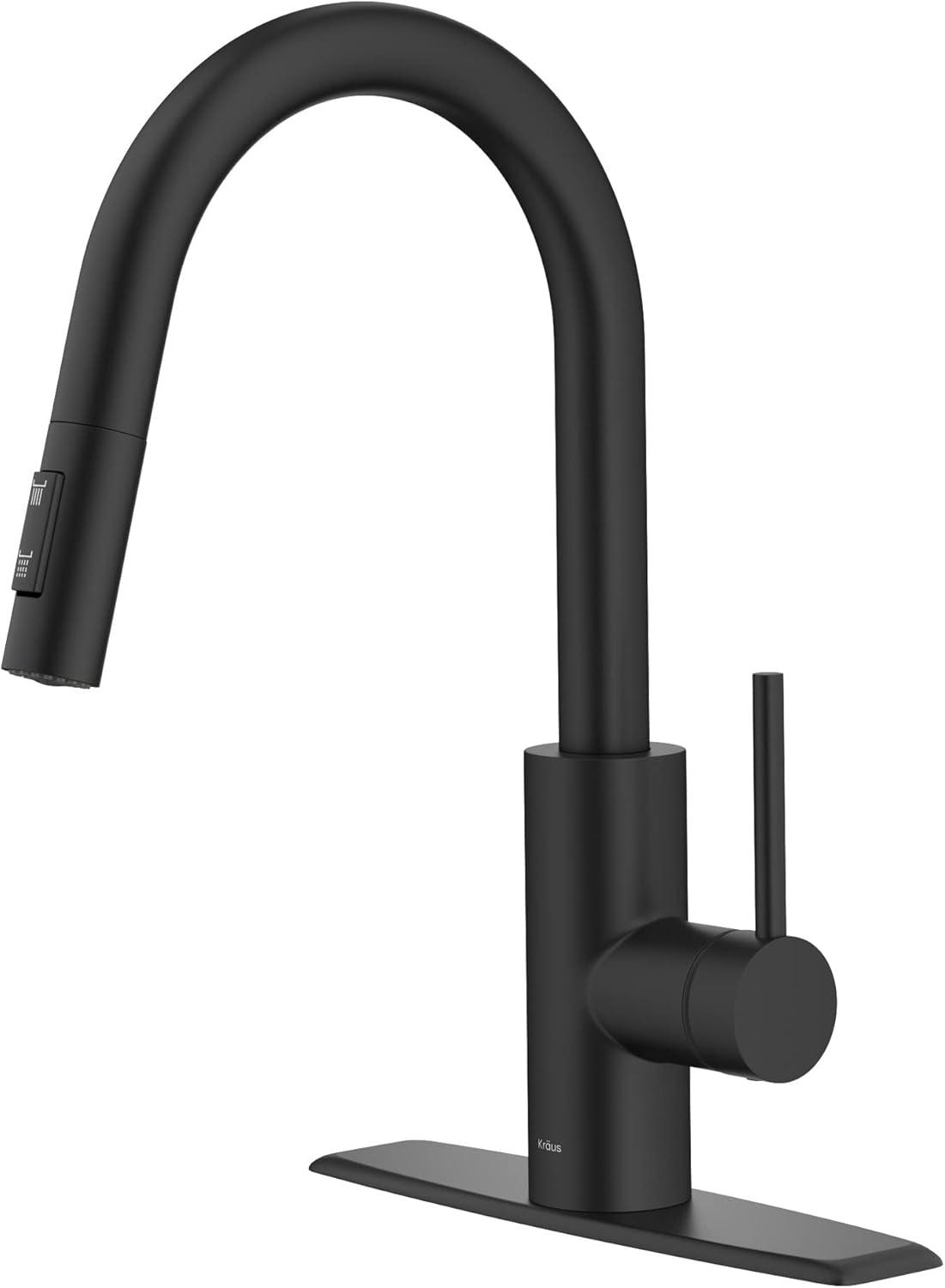 KRAUS Oletto Single Handle Pull Down Kitchen Faucet with QuickDock Top Mount Installation Assembly