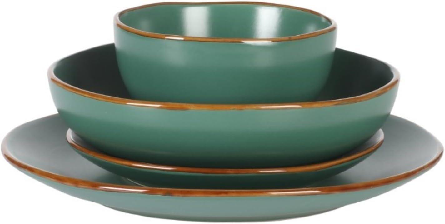 Green Semi-Glossy Ceramic 16-Piece Dinnerware Set