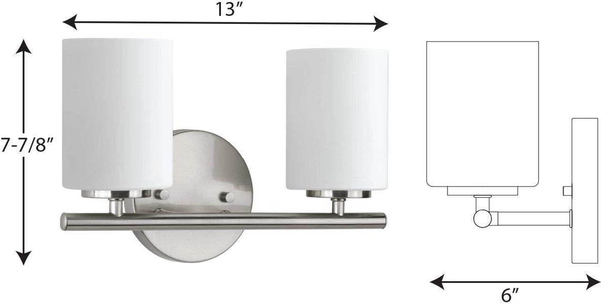 Progress Lighting Replay 2-Light Bath Vanity, Brushed Nickel, Porcelain Shade