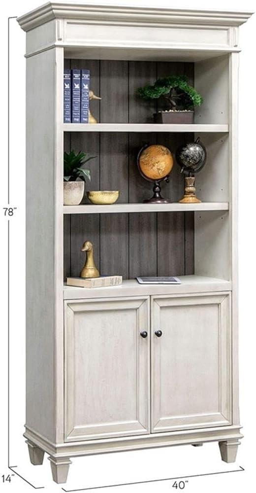 Hartford Wood Bookcase With Doors Storage Cabinet Office Shelves White