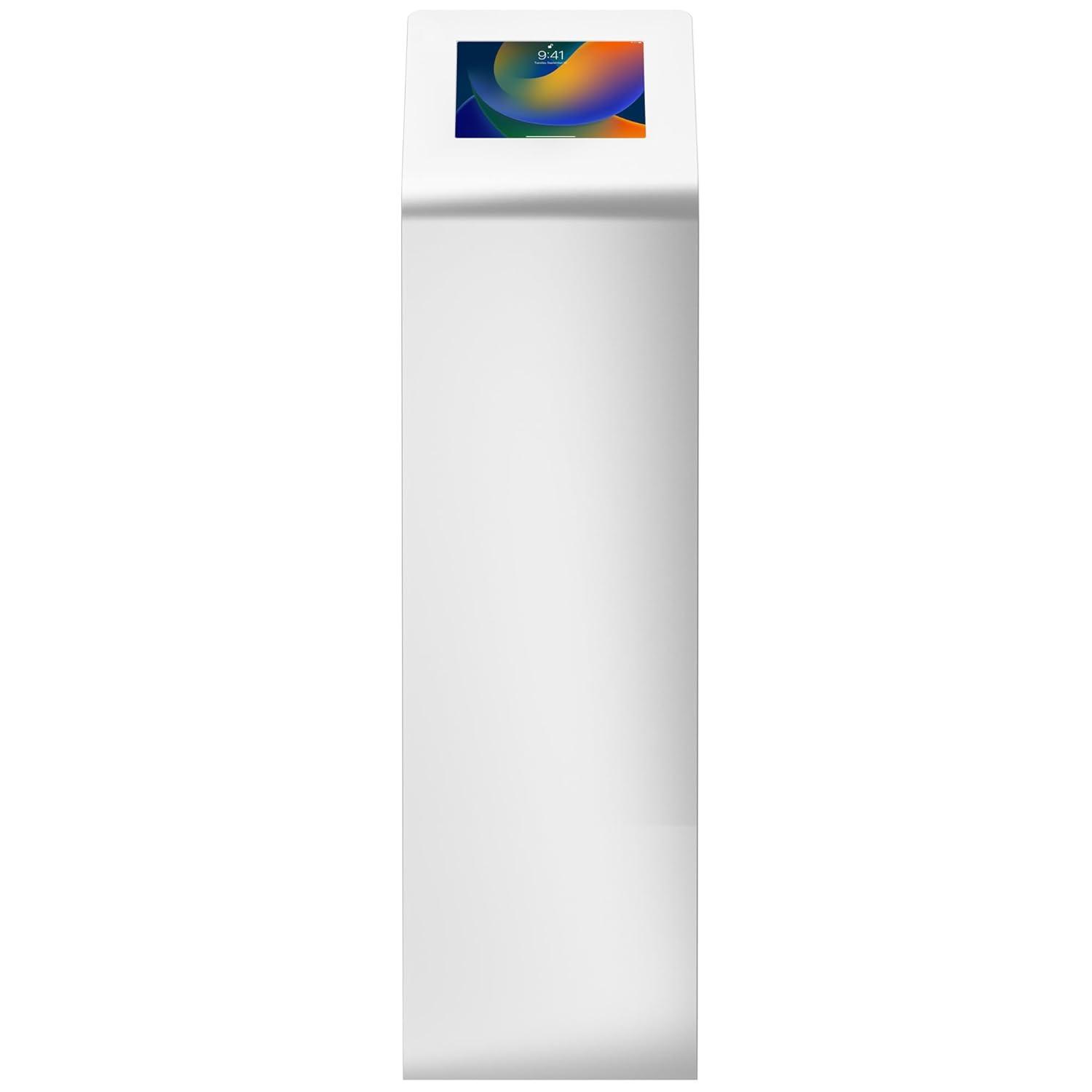 Tablet Kiosk Station – CTA Premium Heavy Duty Large Locking Floor Stand with Interior Cable Routing System for iPad 7th/ 8th/ 9th Gen 10.2” and Other 9-11” Tablets (PAD-KSDKW) – White