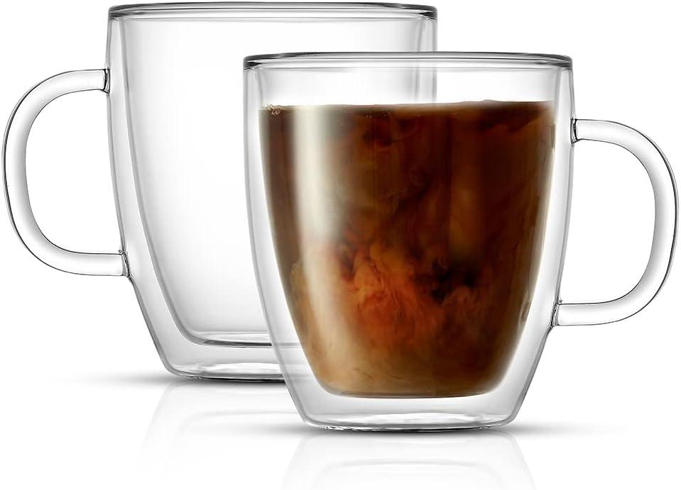 Savor Double Wall Insulated Glass Mugs - 13.5 oz - Set of 2