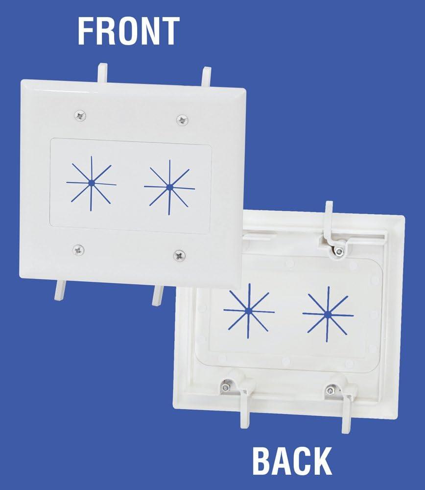 Datacomm Electronics 45-0015-wh 2-gang Cable Plate With Flexible Opening - white