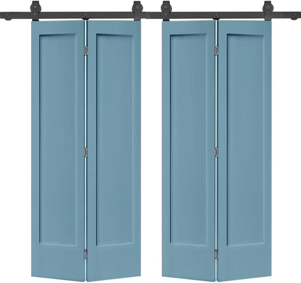 Calhome Paneled MDF Composite Bifold Barn Door with Installation Hardware Kit