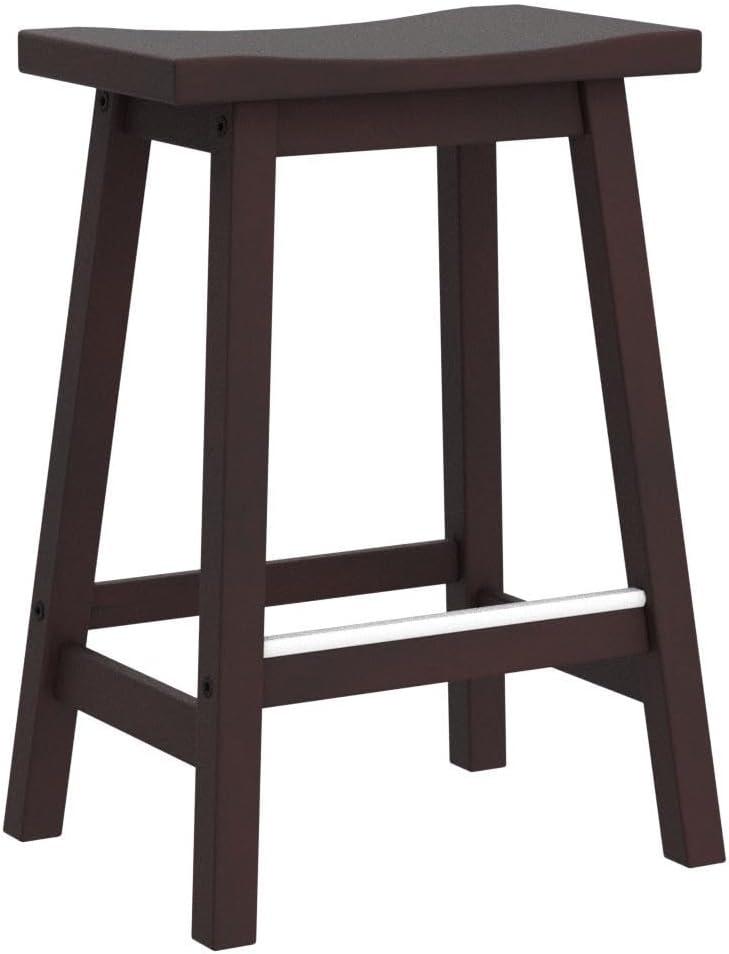 QuellQuest Bar Stools Set of 2 for Kitchen Counter Solid Wooden Saddle Stools 24-Inch/30-Inch Height (Brown, 24 in)