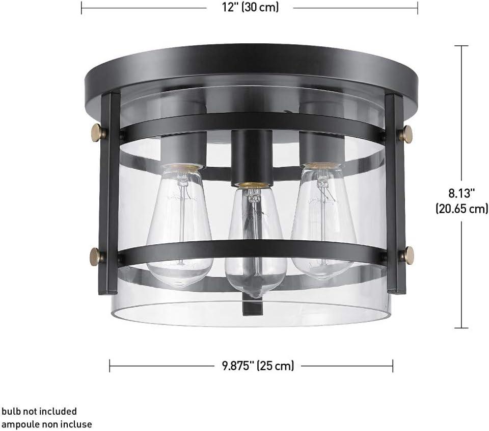 Wexford 3-Light Dark Bronze and Clear Glass Flush Mount