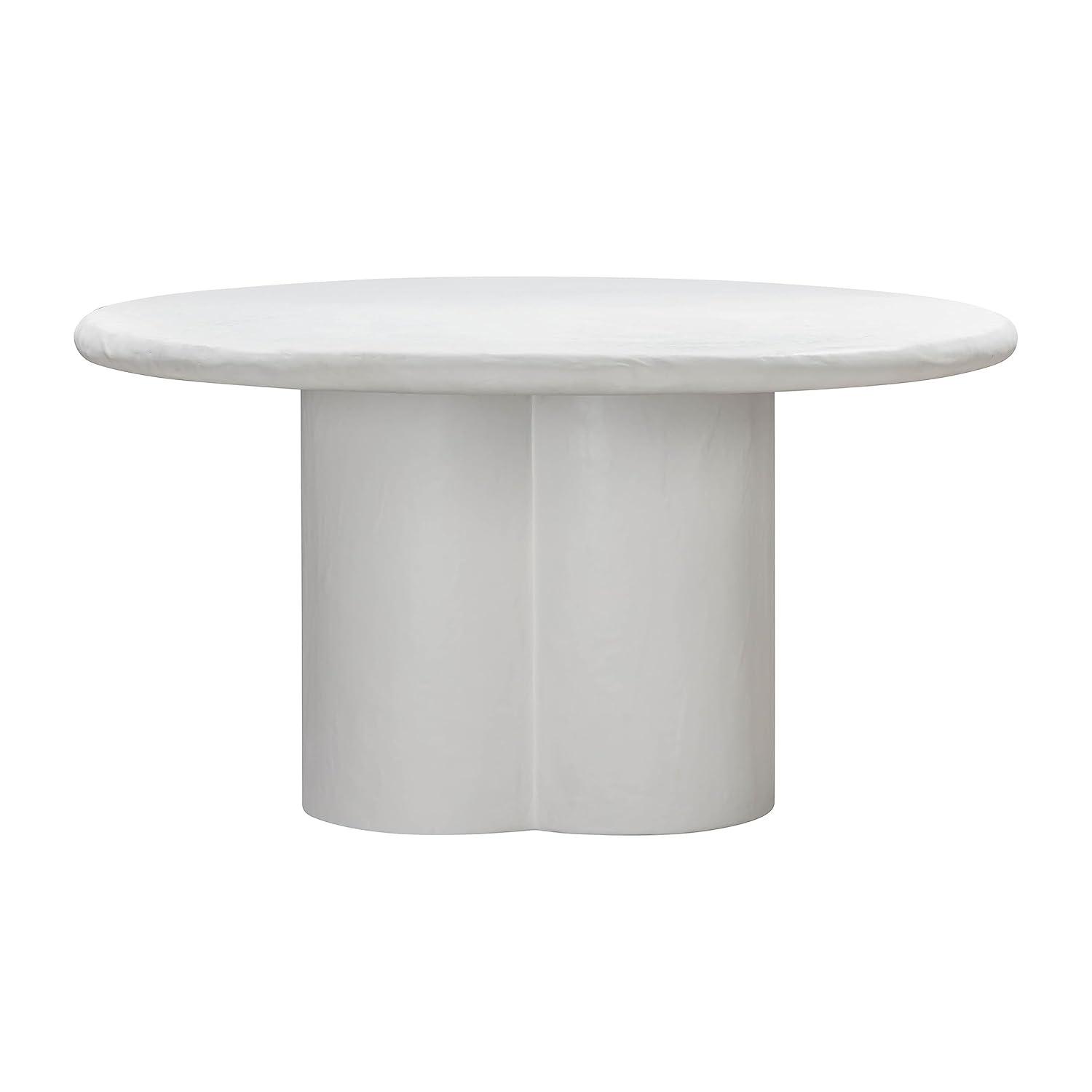 TOV Furniture Elika White Faux Plaster Round Dining Table