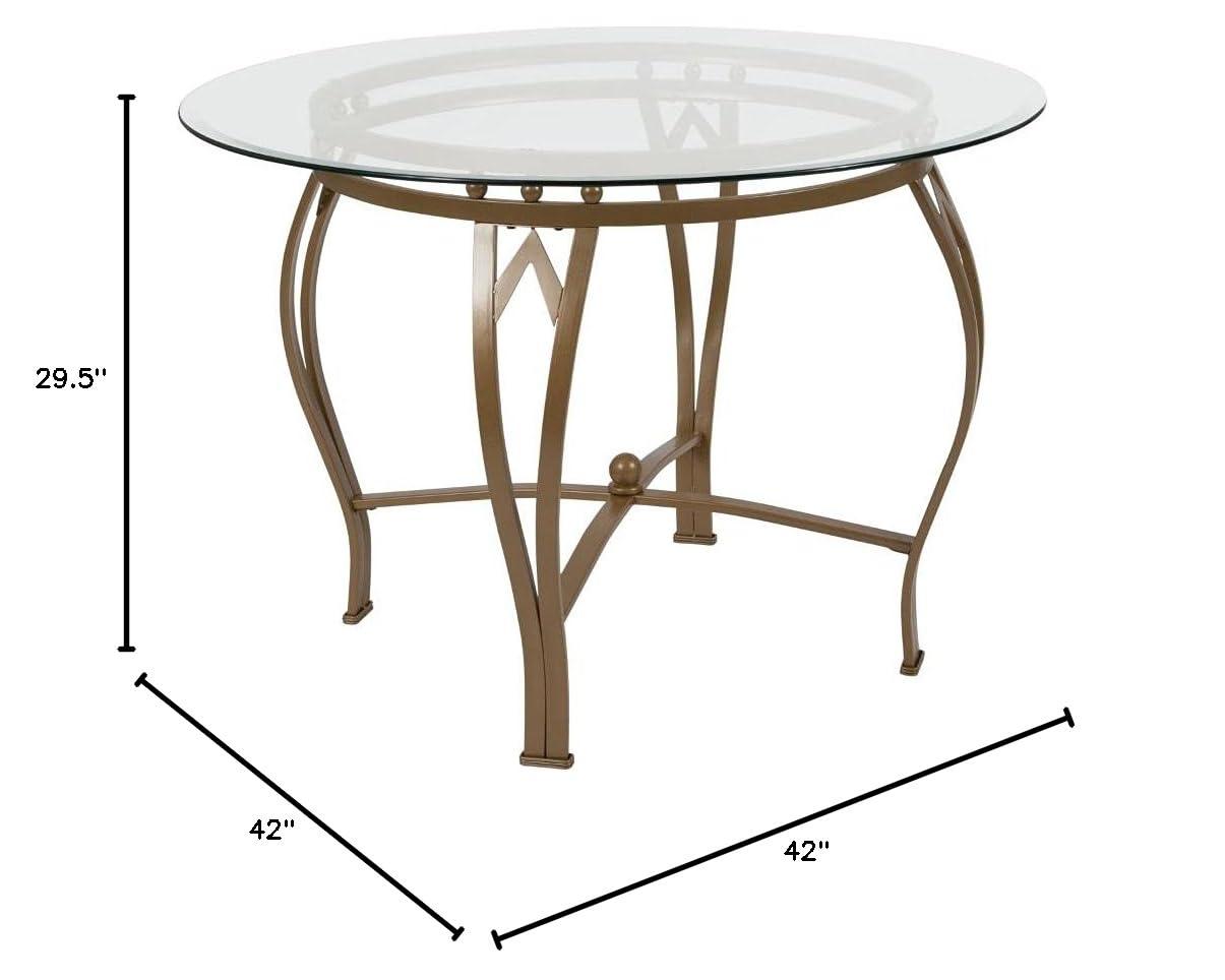 Flash Furniture Syracuse Round Glass Dining Table with Bowed Out Metal Frame