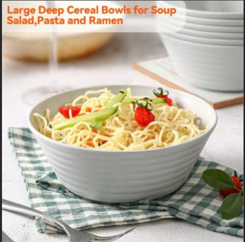 Cereal Bowl, Set of 8 Soup Bowls 36 Ounces Unbreakable Wheat Straw Bowls Microwave Dishwasher Safe Reusable Bowls for Kitchen Cereal Salad Soup Rice Noodle Oatmeal