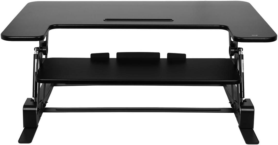 Monoprice Height Adjustable Gas-Spring Dual Handle Sit-Stand 36-Inch Workstation Desk Converter with Keyboard Tray