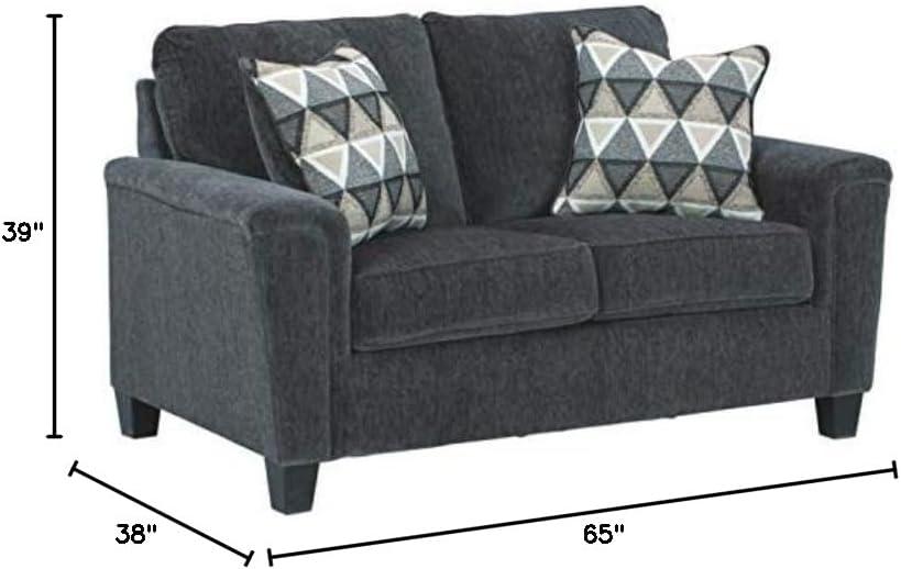 Gray Chenille Track Arm Loveseat with Removable Cushions