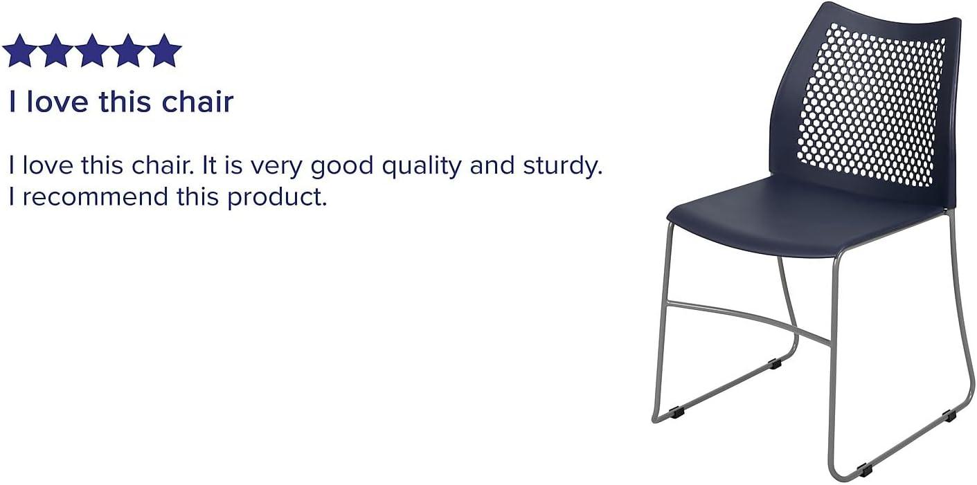 Flash Furniture HERCULES Series 5 Pack 661 lb. Capacity Navy Stack Chair with Air-Vent Back and Gray Powder Coated Sled Base