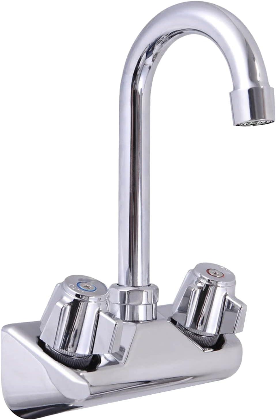 Tangkula Stainless Steel Sink NSF Wall Mount Hand Washing Sink with Faucet & Side Splash