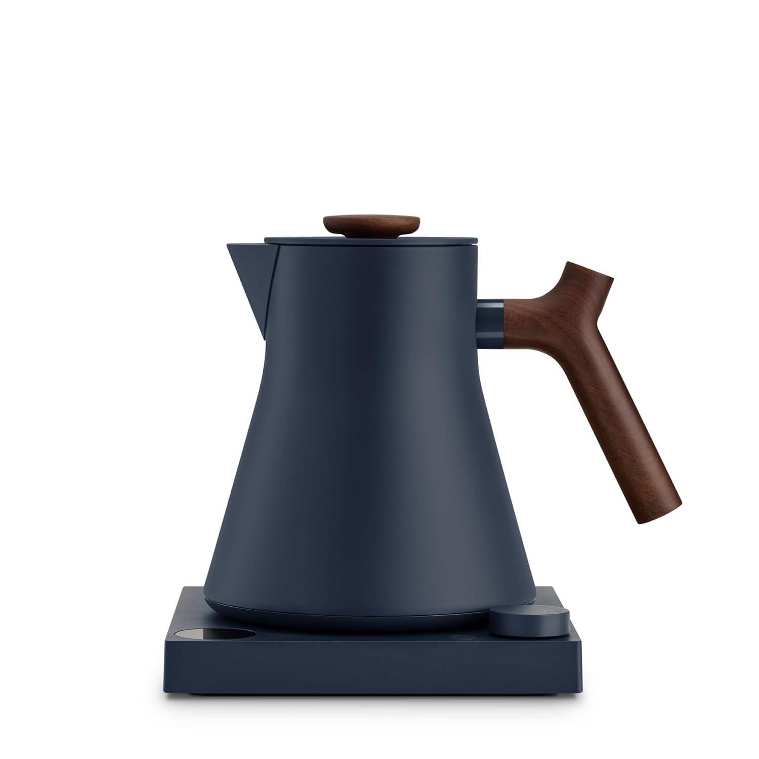 Fellow Corvo EKG Electric Tea Kettle in Stone Blue with Walnut Accents