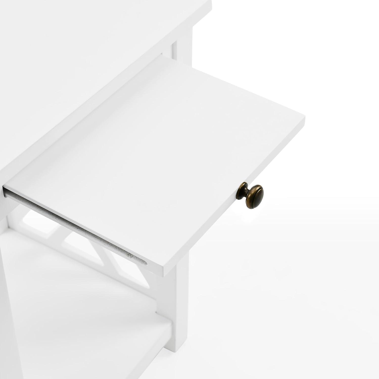 Alaterre Furniture Coventry Wood End Table with Tray and Bottom Shelf, Modern Accent Furniture, White