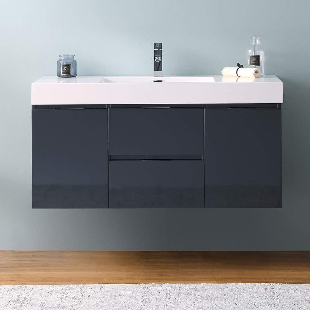 Valencia 48" Wall Mount Single Sink Bathroom Vanity with Top and Sink (Faucet Not Included)
