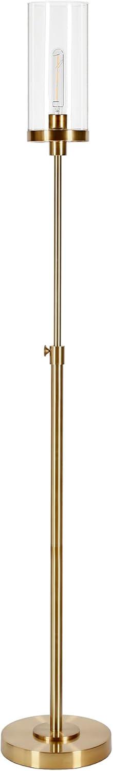 Evelyn&Zoe Frieda 66" Tall Floor Lamp with Glass Shade in Brass/White Milk