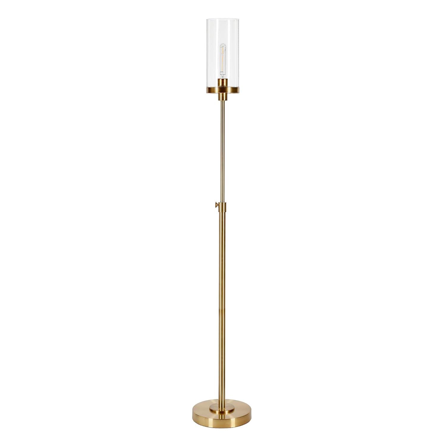 Evelyn&Zoe Frieda 66" Tall Floor Lamp with Glass Shade in Brass/White Milk