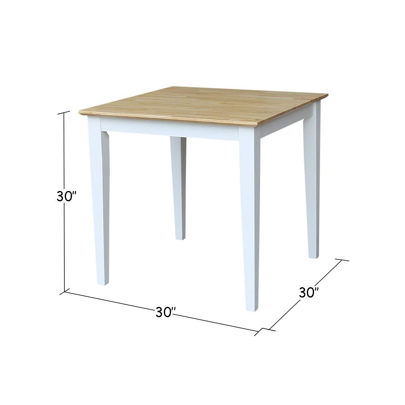 3pc Dining Table with 2 Ladderback Chairs White/Natural – International Concepts: Solid Wood, Square, Non-Extension