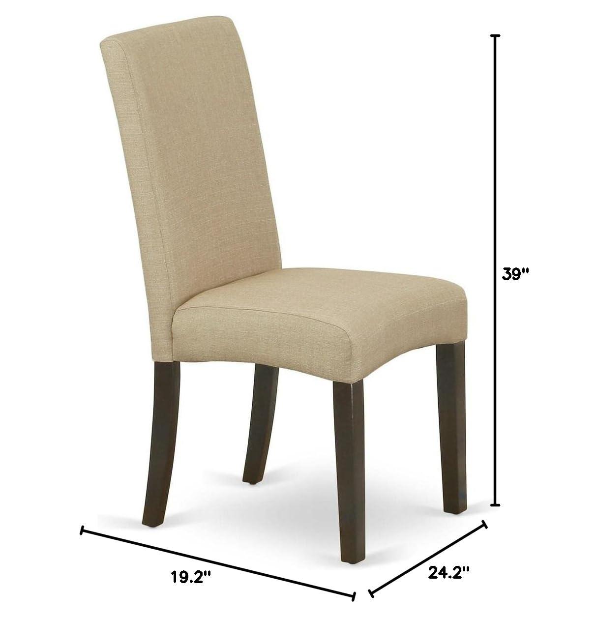 East West Furniture Driscol 39" Fabric Dining Chairs in Cappuccino (Set of 2)