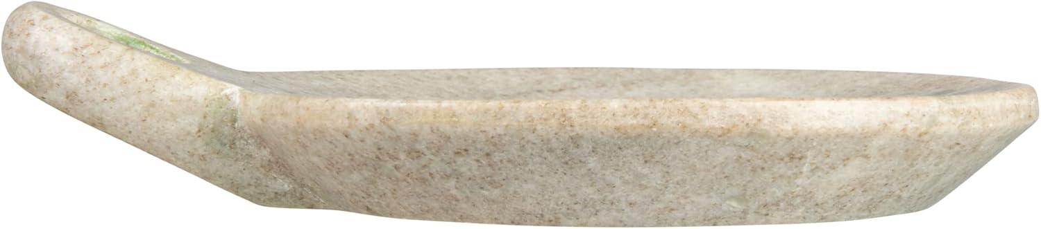 Creative Co-Op Hand-Carved Marble Dish with Handle, Beige