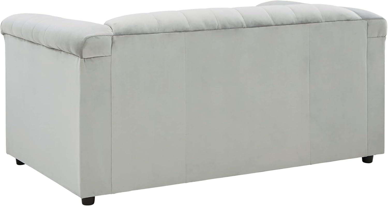 Ashley Furniture Josanna Modern Velvet & Wood Loveseat in Light Gray