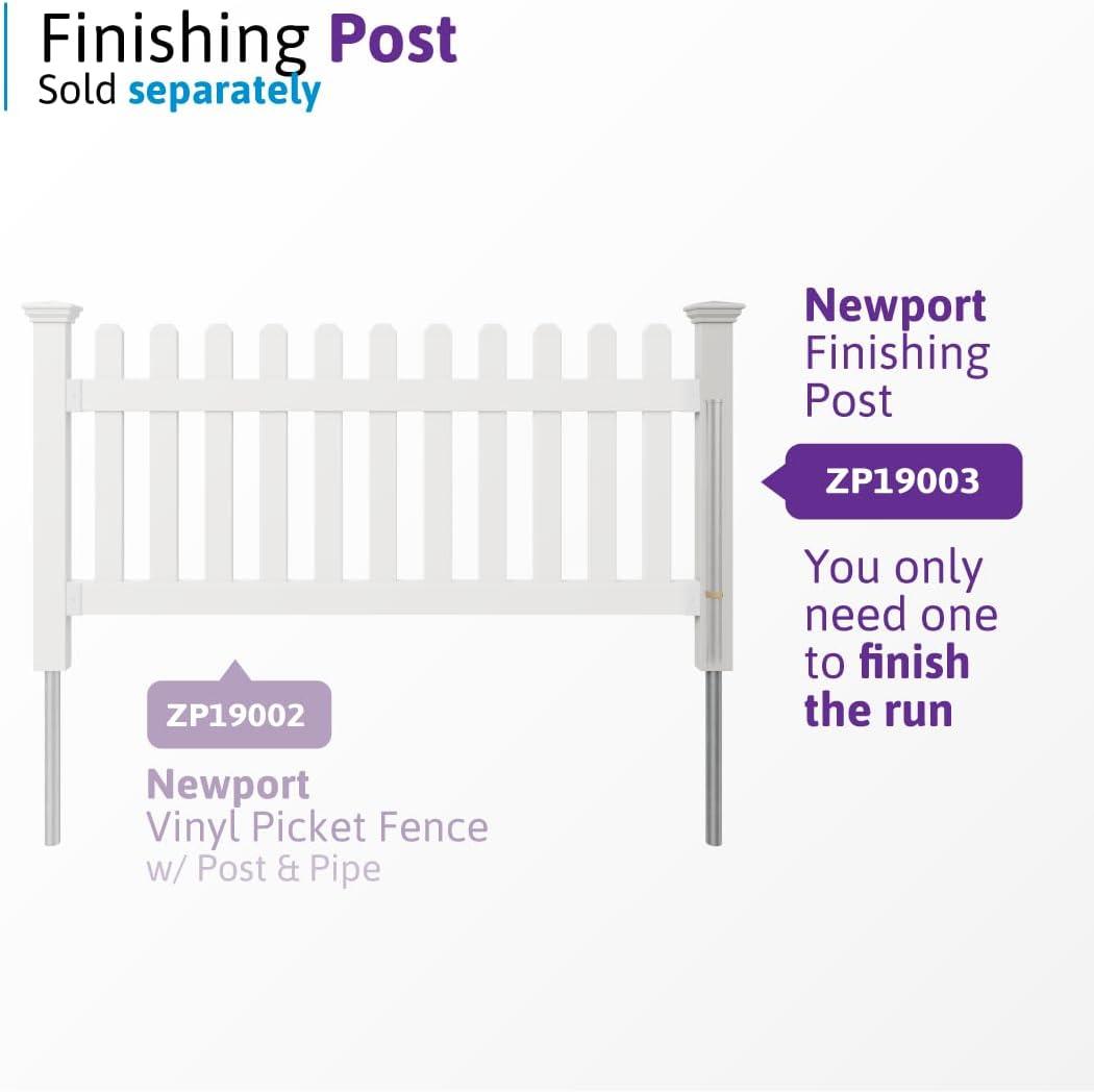 WamBam No-Dig Fence 3ft H x 6ft W (1 Panel + 1 Post) No Dig WamBam Newport Fence Kit, White Vinyl Picket Fence, Easy Install Outdoor Fence for Backyard or Patio, DIY Decorative Fencing, ZP19002