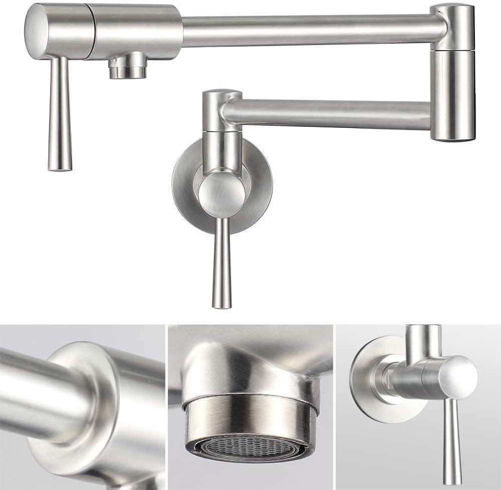 Stainless Steel Wall Mount Pot Filler Faucet with Lever Handles