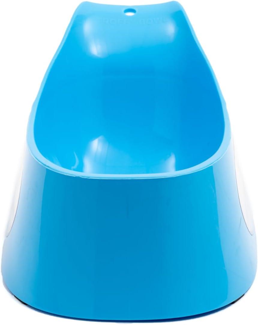 Small Blue Ergonomic Plastic Dog Bowl with Stand