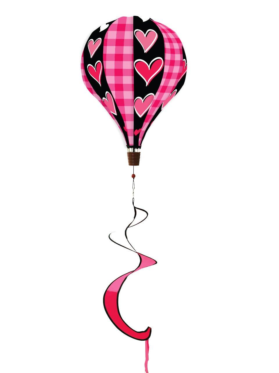 Briarwood Lane Valentineu2019s Hot Air Balloon Windsock Wind Twister 54x12 Hearts Deluxe For Valentineu2019s Balloon