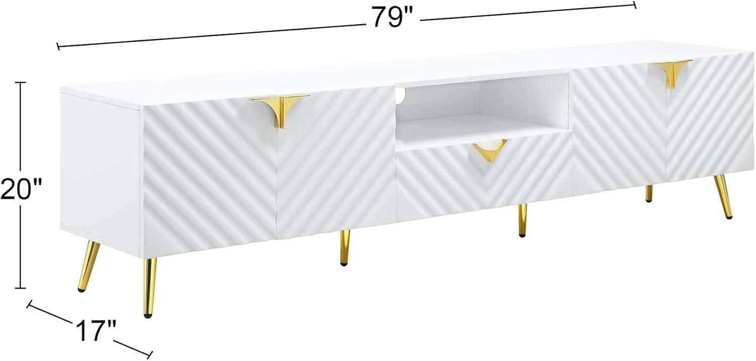 ACME Gaines TV Stand in White High Gloss Finish