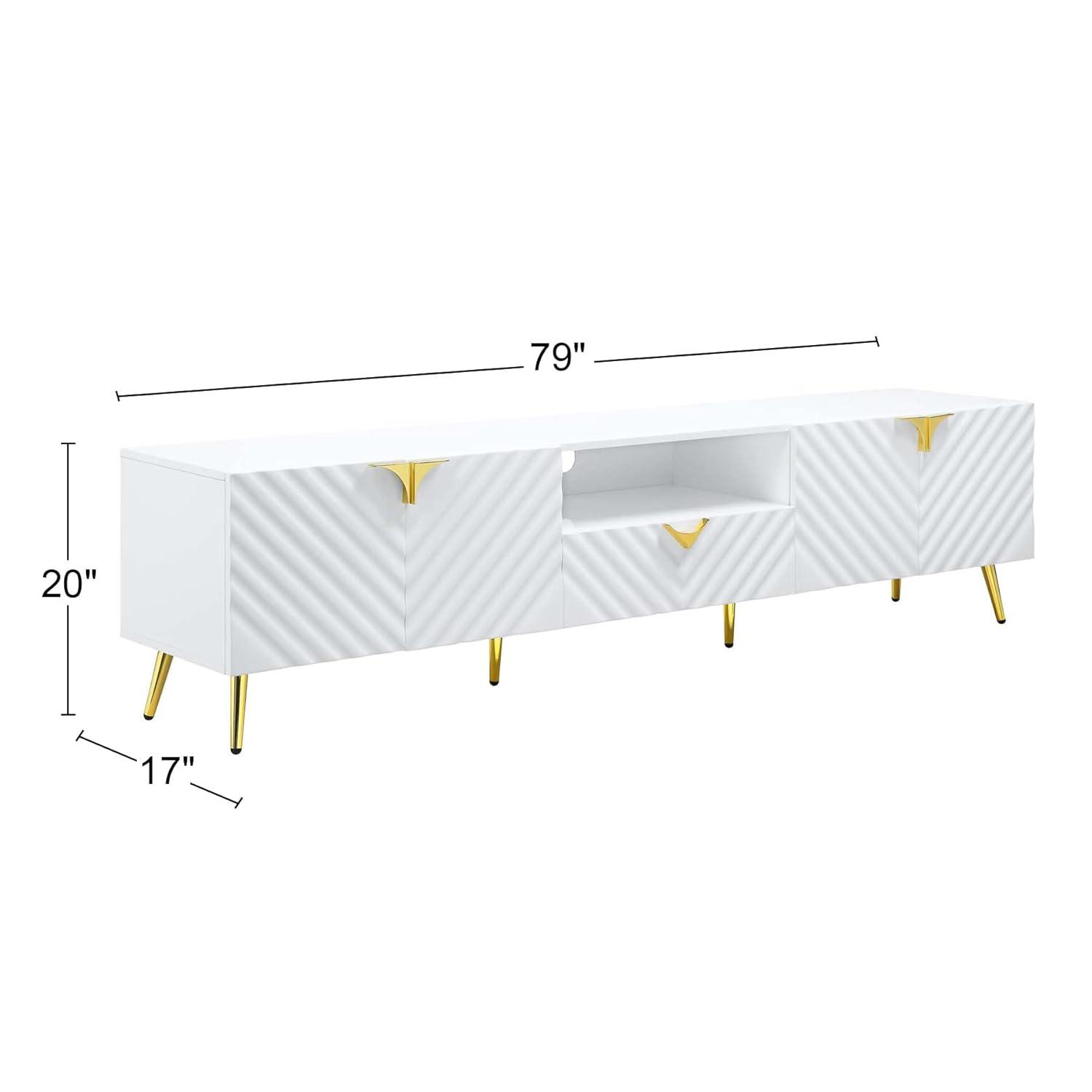 ACME Gaines TV Stand in White High Gloss Finish