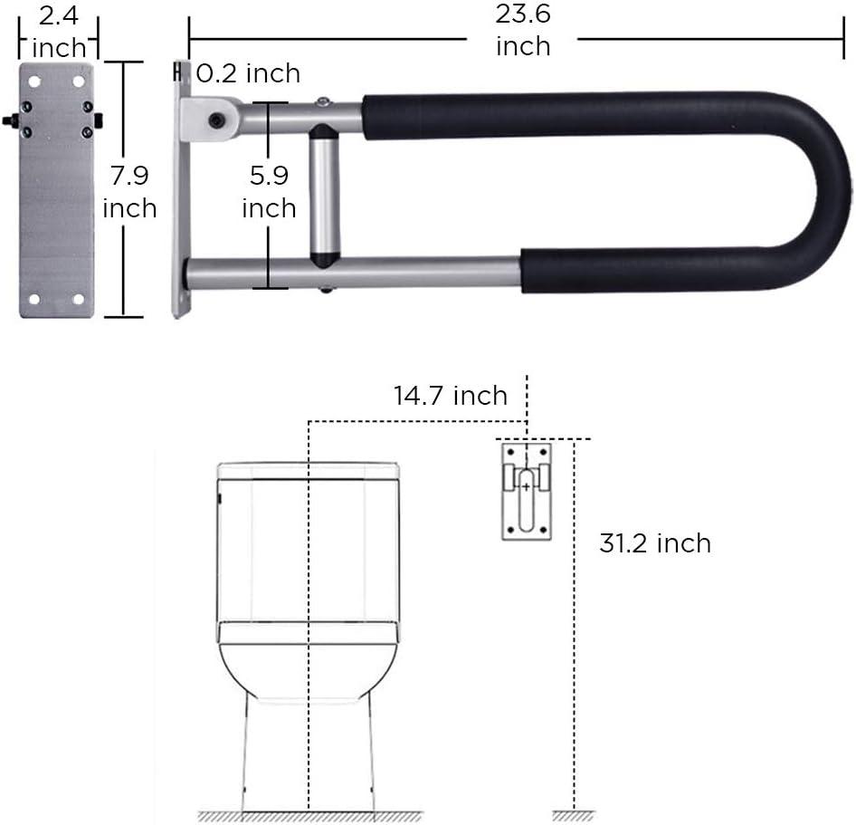 23.6'' Silver and Black Aluminum Handicap Grab Bar