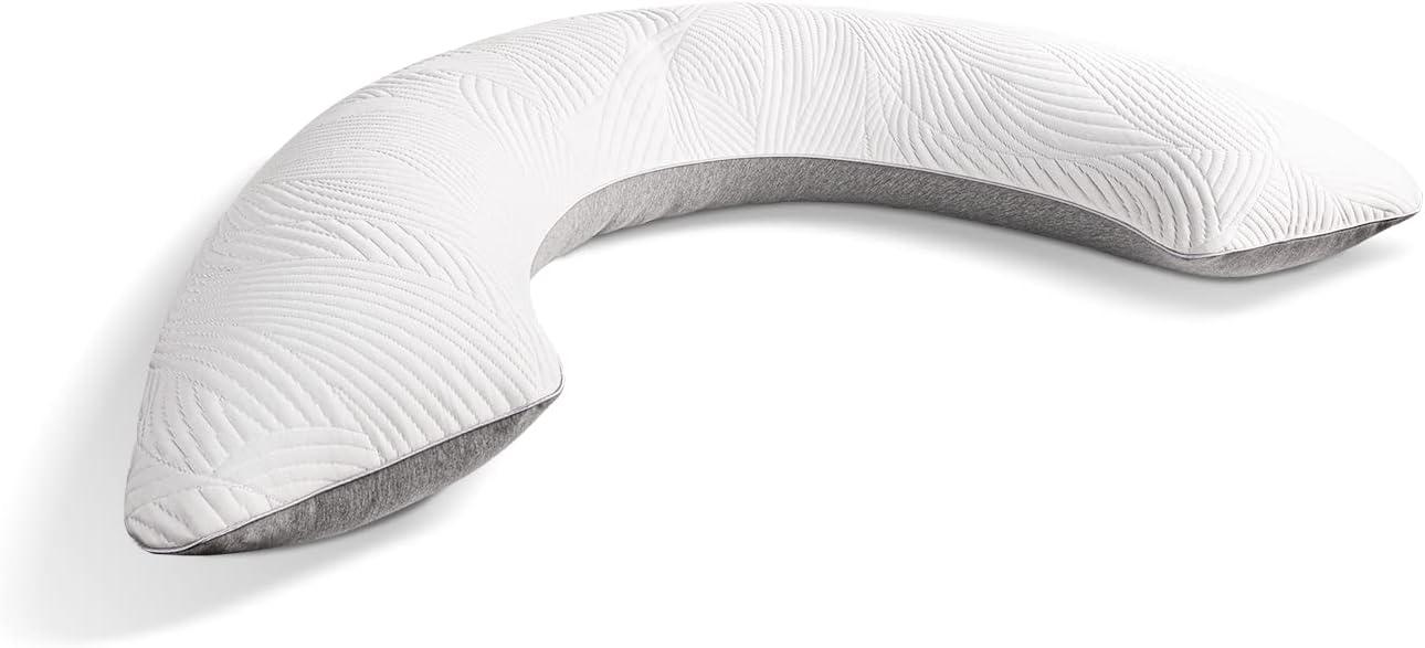 U-Shaped White and Gray Hypoallergenic Full Body Pillow