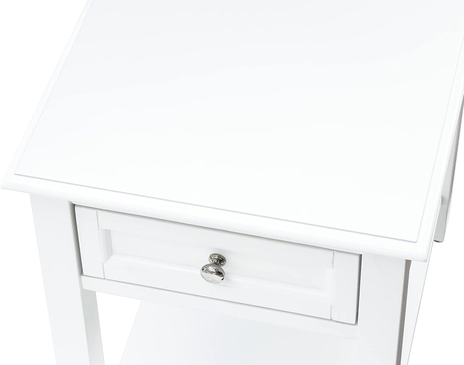 Denison Modern Wood Night Stand with 1 Mid Century Modern Drawers - White