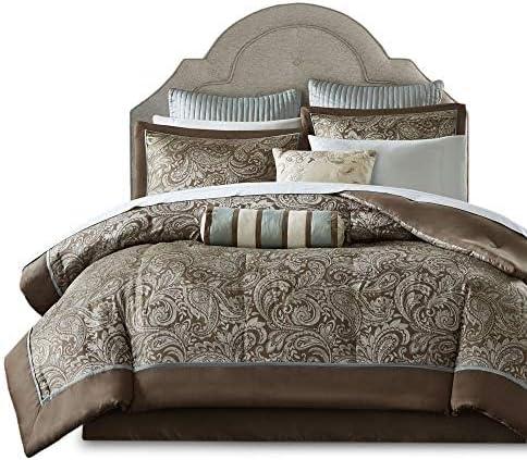 12pc Full Whitman Jacquard Comforter Set Blue - Madison Park: Luxury Bedding Ensemble with Sheets & Shams