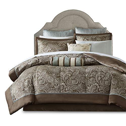 12pc Full Whitman Jacquard Comforter Set Blue - Madison Park: Luxury Bedding Ensemble with Sheets & Shams